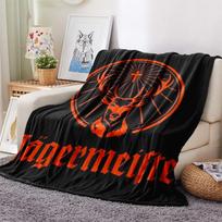 Jagermeister Deer Logo Black Background Print Flannel Blanket Soft Warm Throw Blanket For Sofa Bed Couch Bar Style Home Decor Gift 130cm x 150cm black