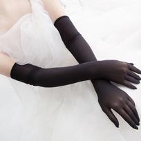Seksualios plonos permatomos elastinės aptemptos kojinės pirštinės moterims naktinio klubo vestuvių šokių vakarėlio apsaugos nuo saulės vasaros etiketo pirštinės One Size beige