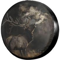 Majestic Elk Bugling Spare Tire Cover Durable Polyester Waterproof Vehicle Accessory 14inch