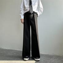 Casual pants men's spring new Hong Kong style ins trend solid color loose pants neutral style fashion micro-flared pants 3XL juoda