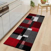 1Pcs Geometric Pattern Red Non-Slip Washable Area Rug Runner for Entryway, Living Room, Bedroom & Patio 60x200cm