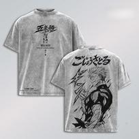 Manga Jujutsu Kaisen T-shirt Gojo Satoru Vintage Washed Y2k T Shirt Men's Unisex Clothing Summer Short Sleeve Polyester Tees Tops S
