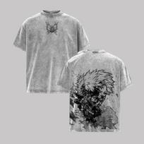 New My Hero Academia Anime Katsuki Bakugo Graphic T-shirt Washed Oversized T Shirt Men Women Clothing Polyester Short Sleeve Tees S gray