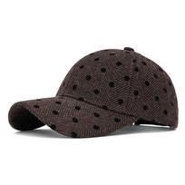 Polka Dot Baseball Cap Unisex Herringbone Curved Brim Sun Hat Adjustable Dad Hat Casual chaki
