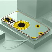 Prabangus padengtas TPU telefono dėklas su dirželiu, skirtas Xiaomi Poco F4 F5 M4 M5 X3 X4 X5 13T Redmi Note 10S 11S 10C 13C A36 Sunflower Little Daisy juodas dizainas Redmi K60 ULTRA white