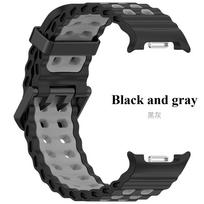 Marine Band For Samsung Galaxy Watch 8 Classic Accessories Two color Sport Silicone Bracelet Galaxy Watch 8 40MM 44mm Straps Galaxy Watch 8 44mm black