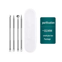 4-Piece Stainless Steel Double-Ended Blackhead and Acne Extractor Set gray