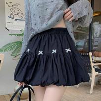 Elastic Bow High Waist White Tulip Mini Skirt - Slimming, Versatile, Sweet A-line for Spring/Summer Small juoda