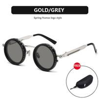 UV Protection Lightweight Comfortable Durable High Quality Edgy Punk Round Shaped Male Female Sun Glasses ND2-400 gray