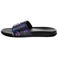 Nike Benassi Rubber Sole Slide Slippers Women's Black Purple 618919-009 35.5 black