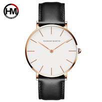 HANNAH MARTIN Klasikinis Minimalistinis Vyriškas Laikrodis Aukštos Kokybės Madingas Laisvalaikio Odinis 40mm Ciferblatas Atsparus Vandeniui Rankiniai Laikrodžiai HM-CB01 white