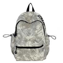 Schoolbag casual simple large capacity backpack Korean version ins trendy cool backpack junior high school college student lightweight schoolbag gray