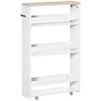 Bathroom Storage Cabinet Trolley with 3 Shelves and Wheels for Narrow Spaces 50x13x67.5 cm White