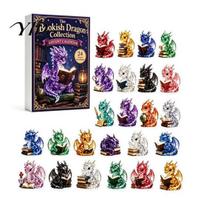 Holiday Ritual Gift for Dragon Lovers Crystal Advent Calendar 2026, 24 Days Fantasy Reading Book Countdown Calendar, Christmas Box Pcs Mini DRAGON black
