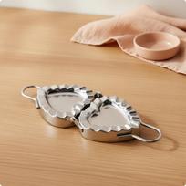 Dumpling Sealing Press Double Handles Stainless Steel Crimped Edges Pierogi Maker Square Shape