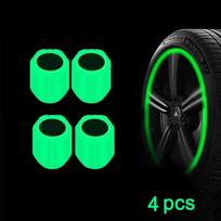 Luminous Tire Valve Caps Fluorescent Tyre Stem Cover Night Glowing Valve Stem Cap Nozzles Light Valve Cap for Car Motorcycle 4pcs  Green black