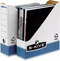 Fellowes archyvinis žurnalų dėklas R-Kive PRIMA, balta-mėlyna, pagamintas iš 100% perdirbto kartono, 100% perdirbamas (0026301)