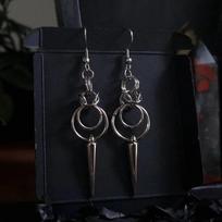 Stainless Steel Gothic Chainmail Double Loop Spike y2k Earrings Zircon black