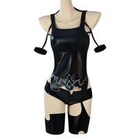 Game Nier : Automata A2 Cosplay Costume Set Sexy Black Battle Suit Women Girl Handsome Halloween Party A2 Role Play Outfit 2XL 60-65kg raudona