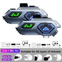 2 vnt. Motociklo Bluetooth Intercom Šalmo Ausinė Belaidis Interfonas Vairuotojo Važiavimo Interkomunikatorius Vandeniui Atsparus Laisvų Rankų Skambutis gray