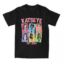 KATSEYE 6-Member Chibi Tarot Card Style  EST. 2024  Graphic Pink T-Shirt | Global K-Pop Girl Group Fan Merch Tee S žalia