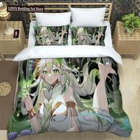 Anime Genshin Impact Patalynės Komplektas Berniukams Mergaitėms Dvigulė Karalienės Dydžio Antklodės Užvalkalas Pagalvės Užvalkalas Lovai Vaikams Suaugusiems Madingas Namų Tekstilė EU single(135x200cm) white