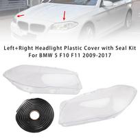 Kairysis+Dešinysis priekinio žibinto plastikinis dangtelis su sandariklių rinkiniu BMW 5 F10 F11 2009-2017 white