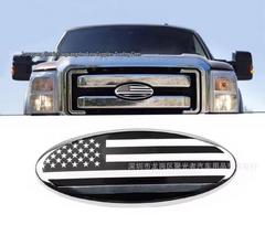 American Flag Emblem for Ford F150, F250, Edge, Explorer - Front, Rear, Grille & Hood gray