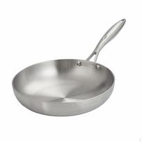 Stainless Steel Frying Pan Works on All Cooktops ThreeLayer Skillet Heat Distribution 22CM Cut Edge gray