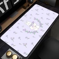 Gaming Mouse Pad Large Desk Mat Antislip Stitched Edges Cute Bunny Print Purple Floral Waterproof Mat for Home Use (as the picture,300x800x2mm) black