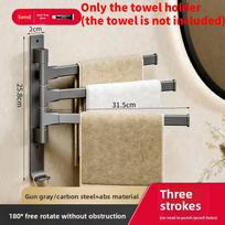 Gunmetal Finish Multifunction Wall Mounted Towel Rack With Adjustable Rods For Bathroom White Three Bar