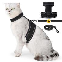 Cat Harness-Escape Proof Adjustable Cat Harness,Comfortable Soft,Walking Travel Kitten Harness for Small Medium Large Cats L rožinė