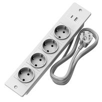 Įleidžiamas prailgintuvo blokas 4 AC lizdai USB-A USB-C prievadai Integruotas stalo lizdas biuro namų baldų montavimui juoda