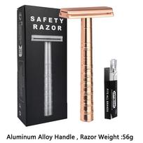 Aluminum Alloy Double Edge Safety Razor, Includes 5 Spare Blades, 30 Unisex, Adjustable Angle, Precision, Reusable, Single RG 1 pcs