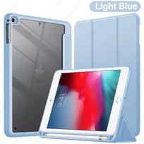 Dėklas iPad Mini 5/4 7,9 colio modeliui / su pieštuko laikikliu, Skaidrus galinis dangtelis, Plonas stovas, Atsparus smūgiams planšetinio kompiuterio dėklas rožinė