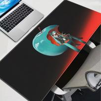 Hatsune Miku Mouse Pad Anime Gaming Mat Large XL Stitched Edge Non-Slip Rubber Base Computer Mousepad with High Resolution Print 30cmx60cm gray