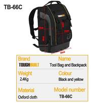 ToughBuilt Tool Bag and Backpack TB-66C, Sturdy Off Road Basic Edition, suitable for heavy-duty work site backpacks in the elect black
