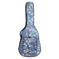 40/41 colio mados liaudies akustinės gitaros krepšys Drobinis gitaros kuprinės nešiojimo dėklas 40/41 inch light blue flowers gray