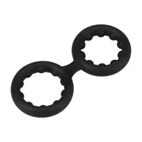 Rock Solid Silicone Double Stamina Ring Black with Metal Beads 36mm