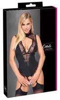 Cottelli LINGERIE Thong Body Inserts L Black Wetlook & Sequin Bodysuit