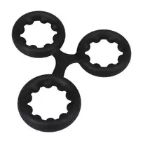 Rock Solid Silicone Triple Stamina Ring Black with Metal Beads 34mm