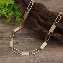 New brushed hollow geometric square necklace women's simple high-end irregular square neck chain brown