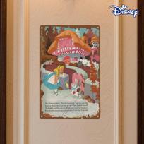 1 vnt. Disney Alisa Stebuklų šalyje metalinis skardinis ženklas - Vintage sienų dekoras su Baltuoju triušiu ir Ali, 20,32x30,48 cm Patvarus geležies dekorati 20x30cm（7.8x11.8inch） beige