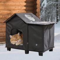 Cat House Supplies Outdoor Protection Convenient Warm for Winter Oxford Cloth Gifts Outside Multi gray