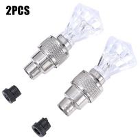 2pcs Colorful Wheel Lights Car Motorcycle Bicycle Tire Decorative Lamp Tyre Air Valve Stem LED Light Cap Cover for Mouth AV/ FV white