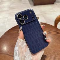 New Crocodile Leather Phone Case for For Iphone 17 Air 14 1 16 12 13 Pro Max 17Pro   Shockproof Protector Cover For iPhone 13Pro blue