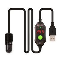 Mažas akvariumo panardinamas šildytuvas USB įkrovimas Saugūs vandens roplių šildytuvai Betoms, raguotiesiems varliams, tritūrams ir vėžliams 1 black