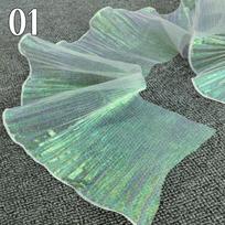 5M Laser Pleated Organza Fabric Ribbon Ruffle Edging Trim Lace Fabric Diy Sewing Wedding Dress Stage Decors SuitTrimming Crafts 5M