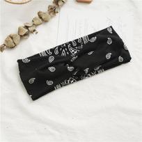 Wide Bandana Cross Knot Headband Retro Paisley Print Hairband Cotton Feeling Turban Elastic Headwrap  Sport Fitness Streetwear šviesiai mėlyna spalva