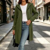 Women's Long Zip Up Hoodie with Pocket Casual Full Zip Hooded Sweatshirt L juoda